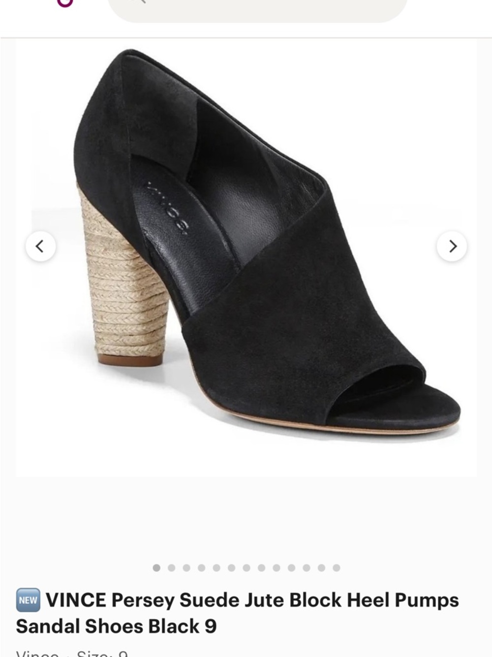Black Suede persey Peep-Toe Block Heel Women's Shoe VINCE. 7.5 m juta heel
